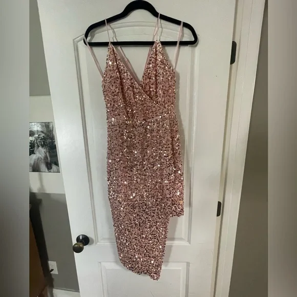 velvet rose gold dress A-Line Sweetheart Neck Velvet Sequin Champagne Gold Long Prom Dress US 12 / Champagne Gold main image 0